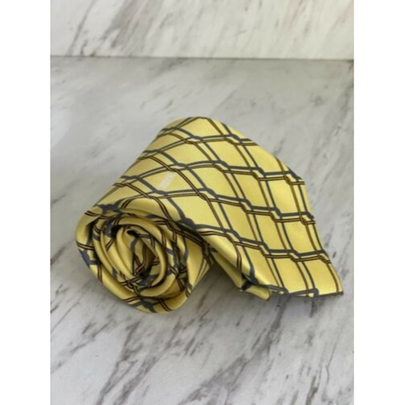 Moschino Other - MOSCHINO TIE LOGO CHAINLINK FENCE WITH SHADOW PRINT SILK YELLOW 56" LONG